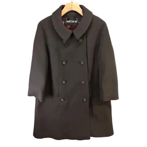 Vintage 60s Rich's Coat M-L Chocolate Brown Double Breasted Mod Peter Pan Collar thumbnail 3