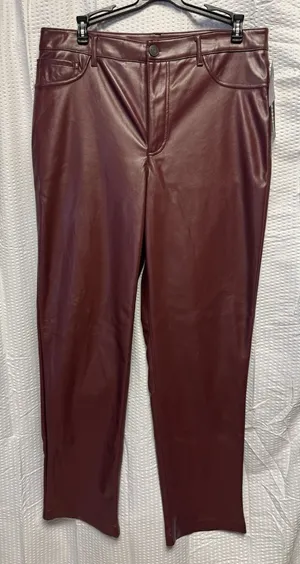 Joie Women's Size 10 Burgundy Faux Leather‎ Straight Leg Pants NWT Lined thumbnail 1