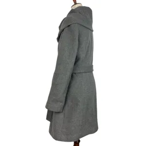 TAHARI Wool Blend Belted Shawl Collar Coat, Jacket in Grey thumbnail 8