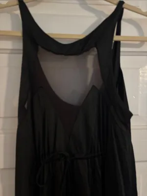 Vintage Blanche by Ralph Monteners Black Maxi Slip Dress with Drawstring Wais thumbnail 2