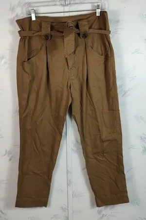 Forever 21 Brown Pleated Pants Belted thumbnail 1