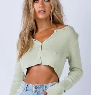 Princess Polly The Michael cardigan top in pastel green thumbnail 1