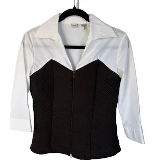 Y2K Office Siren Blouse Business Casual Corporate Goth Textured Corpcore Small thumbnail 1