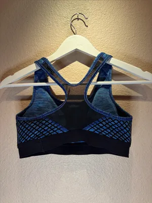 Nike Pro Hyper Classic Women’s Lined Sports Bra Size Small Blue Black thumbnail 4