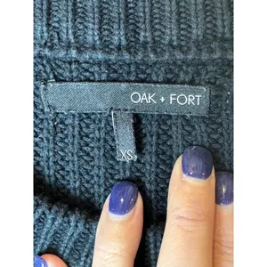 Oak + Fort Sweater Women XS Washed Black Ribbed Knit Cotton Crew‎ Neck Pullover thumbnail 6