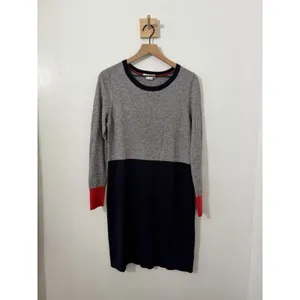 Boden Colorblock Knitted Sweater Dress Grey Navy Wool Cashmere Viscose Cotton 12 thumbnail 2