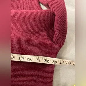 Free People Size S Burgundy Ribbed Mock Neck Sweater Large Oversized Cozy Knit thumbnail 6