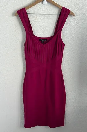 Guess Los Angeles Sleeveless Party Sheath Pink Dress Bondage Y2K 4 thumbnail 1