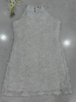 entro White Rosette Halter Mini Dress thumbnail 3