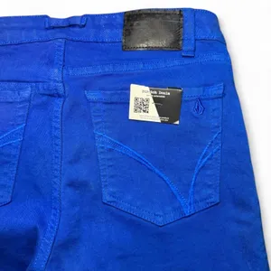 NWT Volcom What The Twill Mid-Rise Royal Blue Flare Denim Kick Pant — Size 1 thumbnail 6