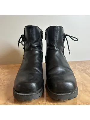 Harley-Davidson Women's Black Leather Moto Ankle Boots Side Zip Lace Detail 9.5 thumbnail 3