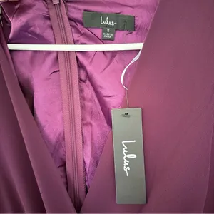 Lulu’s Adoring You Long Sleeve Maxi Dress NEW Women’s Small Purple Chiffon Gown thumbnail 6