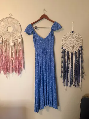 Reformation Baxley Floral Midi Dress Blue Size 4 thumbnail 5