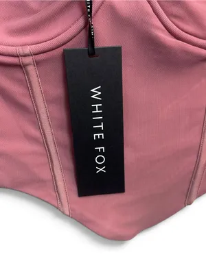 White Fox Mauve Corset Crop Top Women’s 2XL Ruched Mesh Long Sleeve NWT thumbnail 11