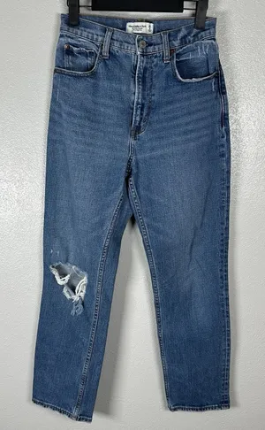 Abercrombie & Fitch Curve Love Ankle Straight Ultra High‎ Rise Jeans Womens 26/2 thumbnail 1