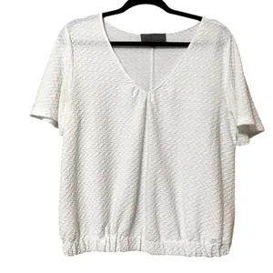 Sunday In Brooklyn White Textured Short Sleeve V Neck Sweater Womens M Top thumbnail 2