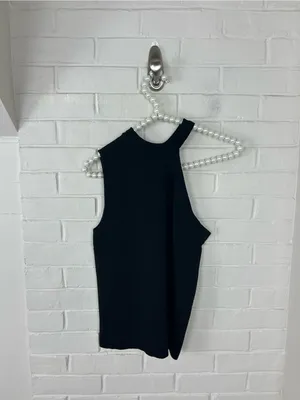 Zara Black Knit One Shoulder Tank Top Size M thumbnail 6