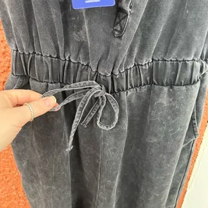 Women's Denim Scoop Neck Sleeveless Drawstring Waist Jumpsuits Overall XS thumbnail 2