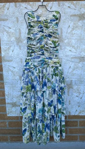 Abercrombie & Fitch High Neck Ruched Tiered Maxi Dress size XS thumbnail 1