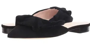 Kate Spade BLACK Women's Fayrn Point Toe Mules‎ Size US 7.5 M Suede Ruffle thumbnail 1