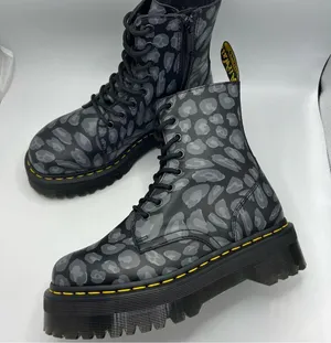 Dr Martens Jadon Black Distorted Leopard Backhand Platform Boots Size US 8 EU 39 thumbnail 2