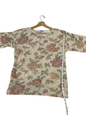 Vintage 90s Basic Editions Floral Tapestry Sweater Small Butter Mom Grannycore thumbnail 8