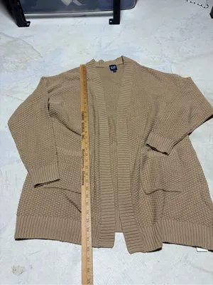GAP NWT Open-Front Chunky Knit Cardigan taupe XL MSRP$80 thumbnail 5