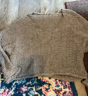 Free people Cozy V-Neck Knit Sweater in Taupe thumbnail 1