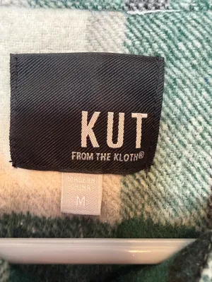 Kut from the Kloth Luciana Green Plaid Cropped Shirt Jacket Shacket Size M thumbnail 6