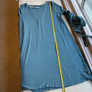 American Eagle Dark Teal Green Long Sleeve Criss Cross Back swing dress size XL thumbnail 12