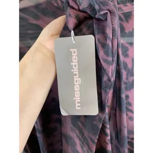 Missguided Mesh Maxi Dress Size S Pink Animal Print Henley Button Long Sleeve thumbnail 7