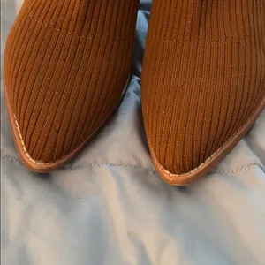 Steven cognac brown Nixie slip on 3.5” stack heeled sock Booties thumbnail 9