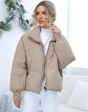 SheIn Khaki  Puffer Jacket thumbnail 1