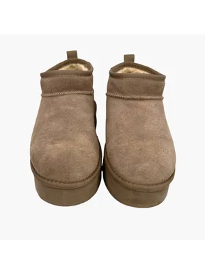 Bearpaw Shalini Low Suede Ankle Boots Wool Blend Lining Size 10 Beige thumbnail 4