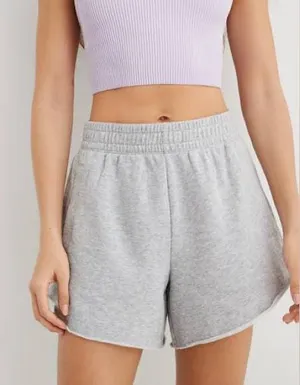 Aerie Fleece-of-Mind High-Waisted Shorts in Grey thumbnail 1