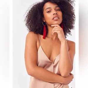 NWT Urban Outfitters Satin Tie Back Slip Dress Bronze Size Small thumbnail 6