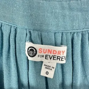 Sundry for Evereve Size 0 Light Blue Brushed Cotton Tiered V Neck Mini Dress thumbnail 5