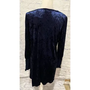 Rihoas Blue Velour Velvet Long Sleeve Wrap V-Neck dress Medium thumbnail 5