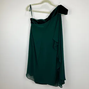 Lauren Ralph Lauren Chiffon One Shoulder Bow Velvet Dress Green Party US 6 NWT thumbnail 10