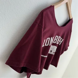 Long Beach Off The Shoulder Cropped Surf Tee Red Size M thumbnail 3