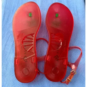 Katy Perry Sandals Size 7 Red Palm Tree Ankle Strap Jelly Summer Shoes NEW thumbnail 5