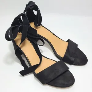 LOFT Lace Up Black‎ Open Toe Sandals Size 8 thumbnail 1