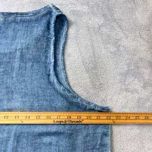 Pronto Moda Italy Blue Mineral Wash Linen Blend Tank Top XL Scoop Neck Womens thumbnail 6