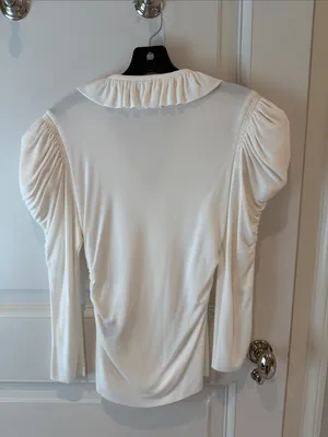 Isabel Marant Cream Gathered Long Puff Sleeve Blouse thumbnail 3