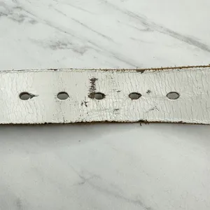 White Rhinestone Genuine Leather Belt Womens Size Large (L) ✨ thumbnail 7