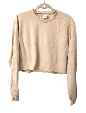 ARITZIA TNA Airy Fleece Boyfriend Cropped Sweatshirt‎ Beige Medium thumbnail 1