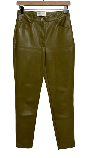 Aritzia Wilfred The Melina Vegan Leather Pants in Chartreuse Green - Size 6 thumbnail 1