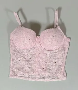 Victoria’s Secret Pink Pastel Diamond Diamonds Bustier Corset Bralette Bra Top Lingerie Size S 🎀✨ thumbnail 1