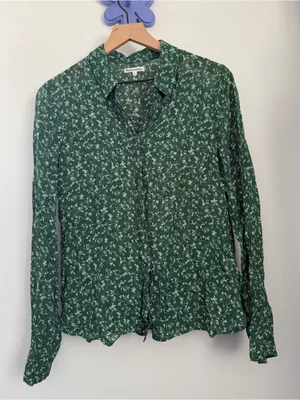 Reformation Small Violet Blouse Clementine Green Floral Office Sheer Cottage thumbnail 1