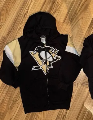 Pittsburgh Penguins Boys Sz 8 Full‎ Zip Up Hoodie Sweatshirt Lot Cotton EUC thumbnail 1